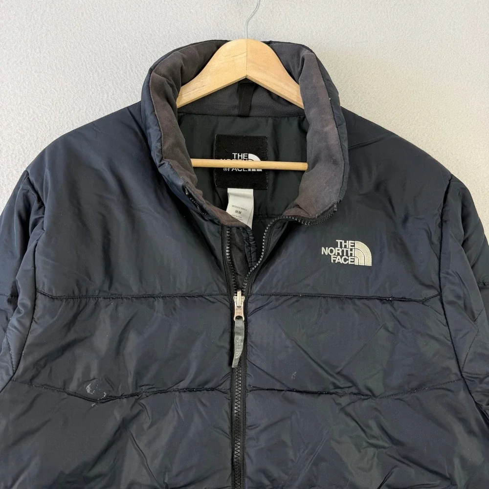 The North Face 550 Down Puffer Jacket Mens Medium Black‎ Quilted Full Zip Coat